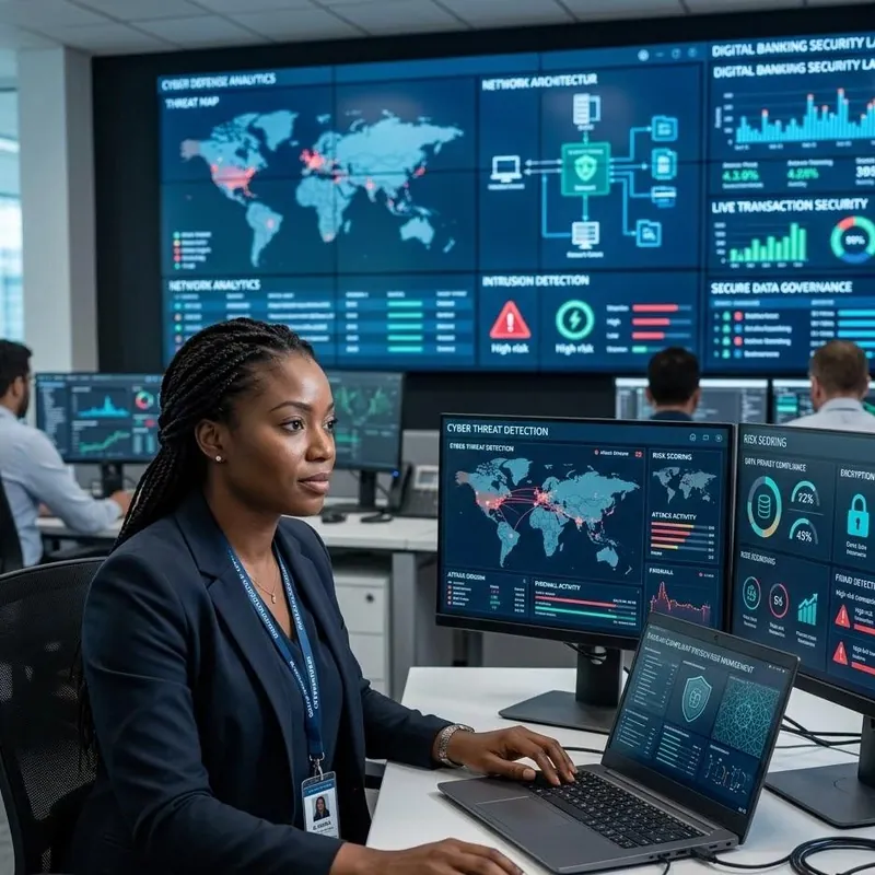 Analyste en cybersécurité devant les écrans de supervision d’un centre SOC